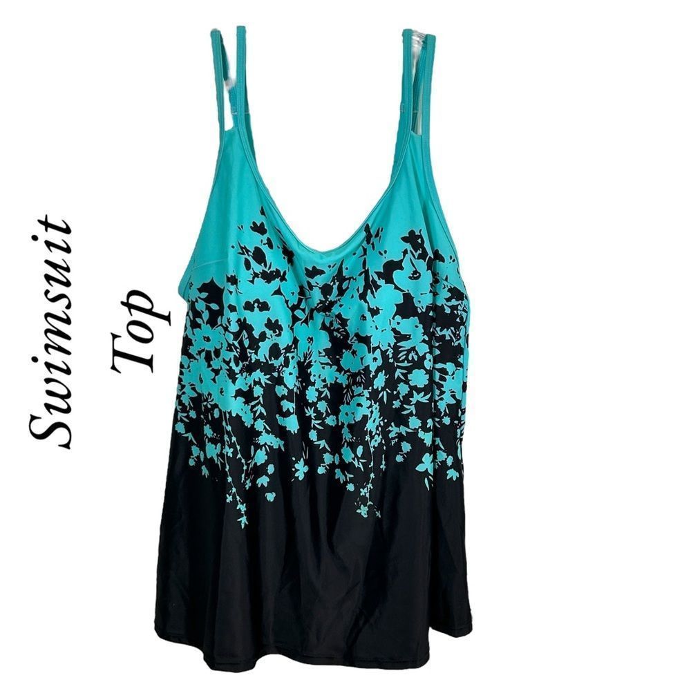 EUC swimsuit top. Size: XL, black & turquoise. Needs swim shorts sold separately
